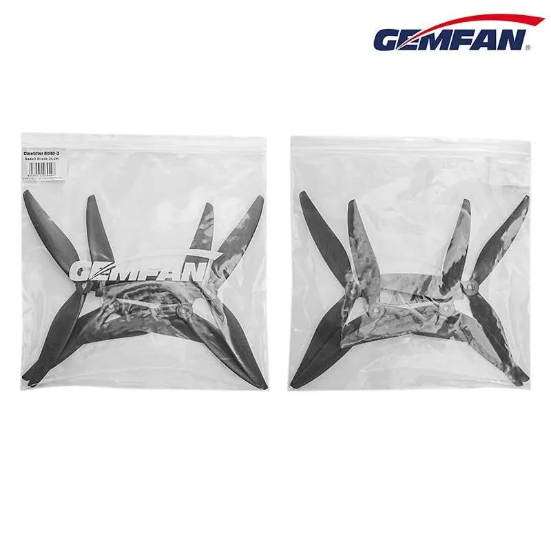 Hélices Gemfan Cinelifter 8040-3 negras (pack de 2) 4 Pack de 2 hélices Gemfan Cinelifter 8040-3 negras en su bolsa
