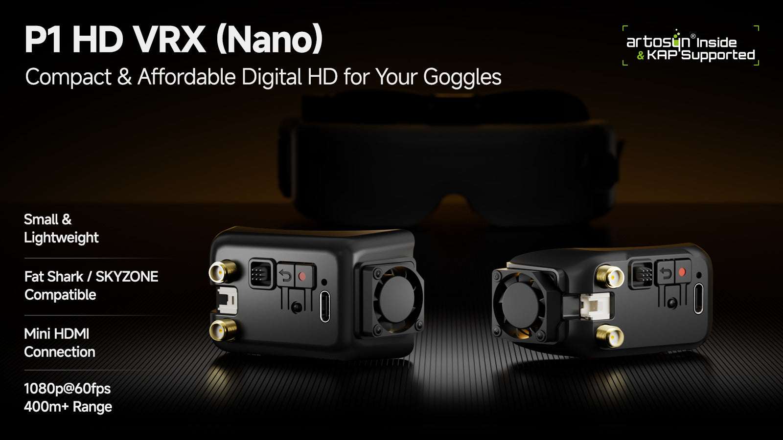 BetaFPV P1 HD VRX Nano, kompakter und leichter HD-Empfänger für analoge FPV-Brillen